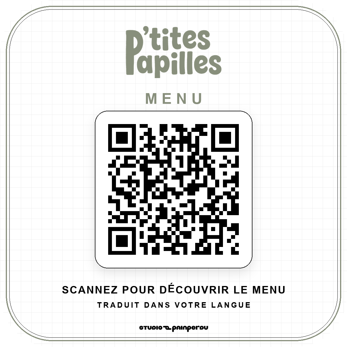 Sticker QR menu P'tites Papilles